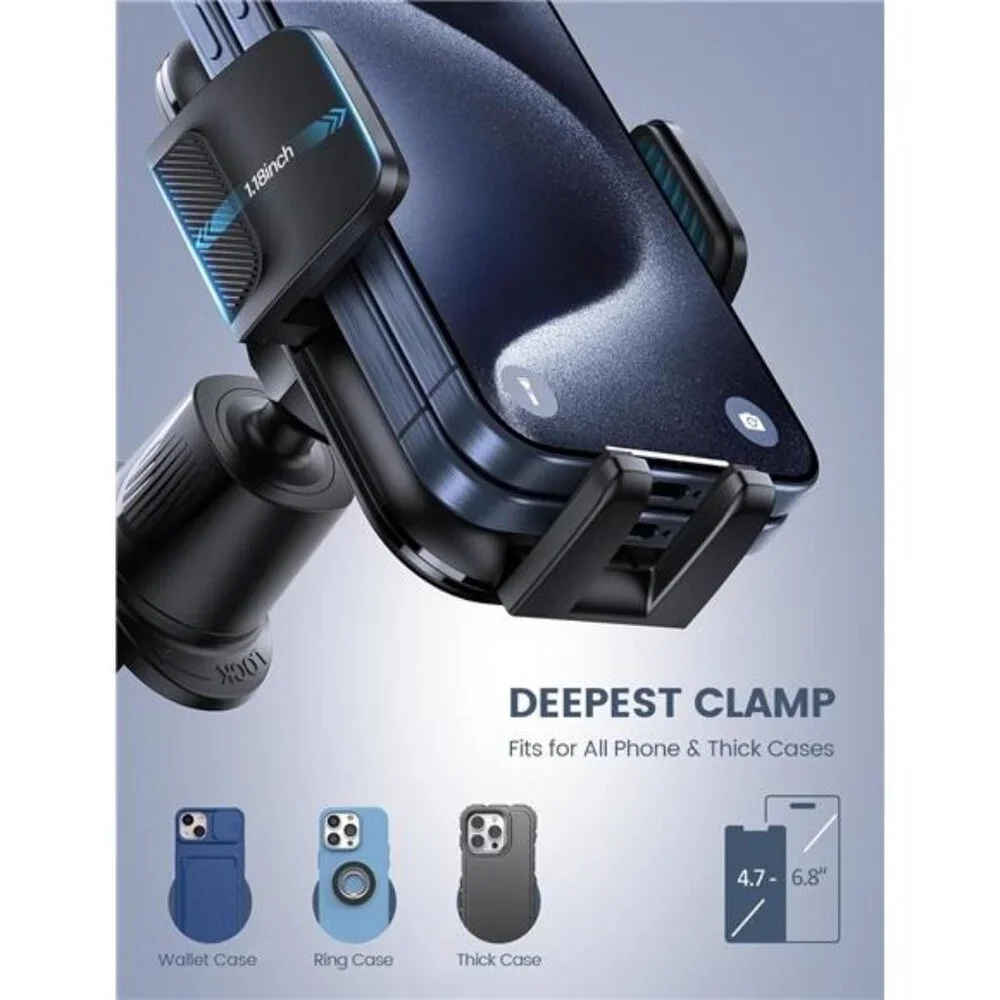 2025 Wider Clamp & Metal Hook Car Phone Holder Vent [Thick Cases Friendly]Phone